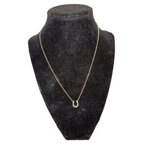 1/5 Ct Diamond Horseshoe Pendant Necklace 18" Sterling Silver Lucky Charm